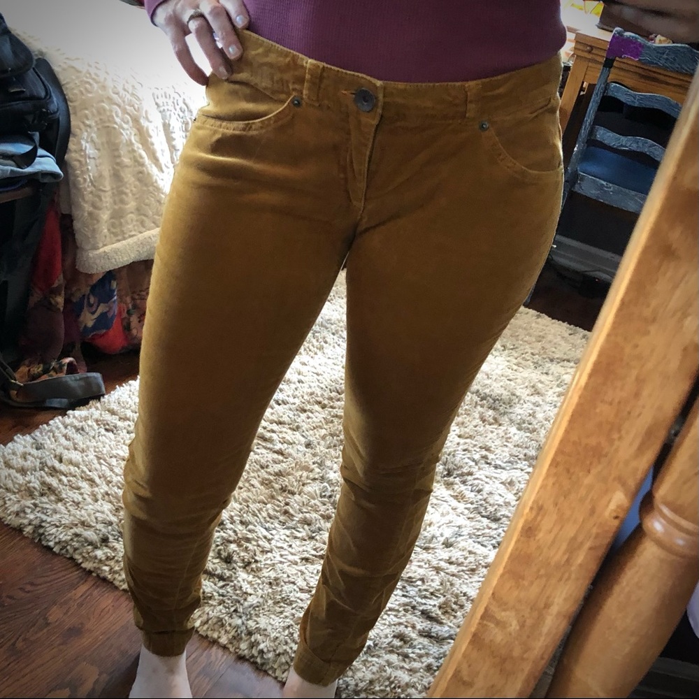 Stile Benetton skinny burnt orange brown soft corduroy pants